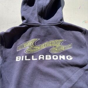 Kid's Billabong Hoodie Sweatshirt Blue Spell-Out L Pocket Surf Shred Beach OZ
